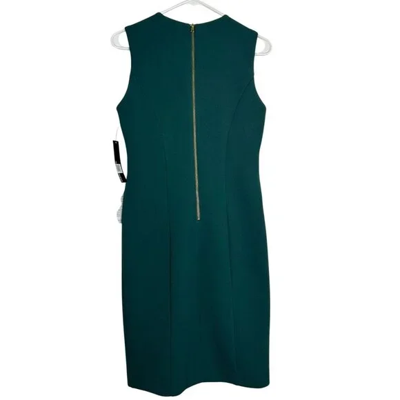 Maggy London Womens  Size 2 Crew Neck Sleeveless Sheat Dress Green NWT - Picture 7 of 13